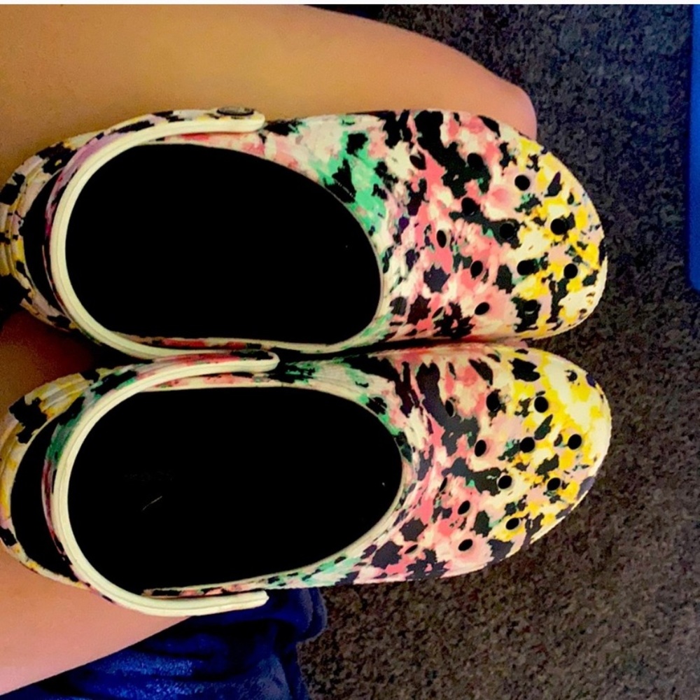 multi-color Fur-lined crocs